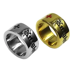 Fashion Knights Templar Ring Stainless Steel Religious Jewelry Classic Black Red Crusade Cross Mens Ring