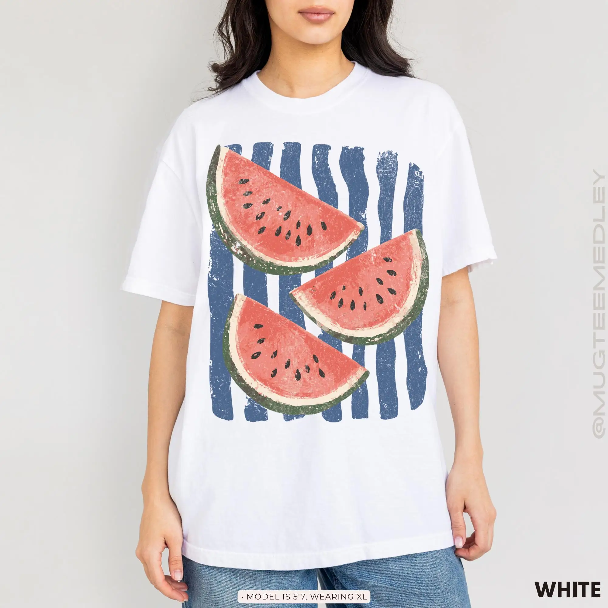 Summer Women's  Watermelon Print T-shirt Streetwear Oversized Loose Casual Short Sleeve Suitable for All Seasons