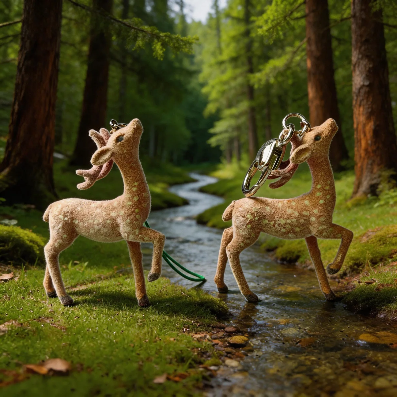 Realistic Flocked Deer Phone Charm Aesthetic Forest Animal Fawn Lanyard Cute Sika Deer Keychain Pendant for Women Bag Decor