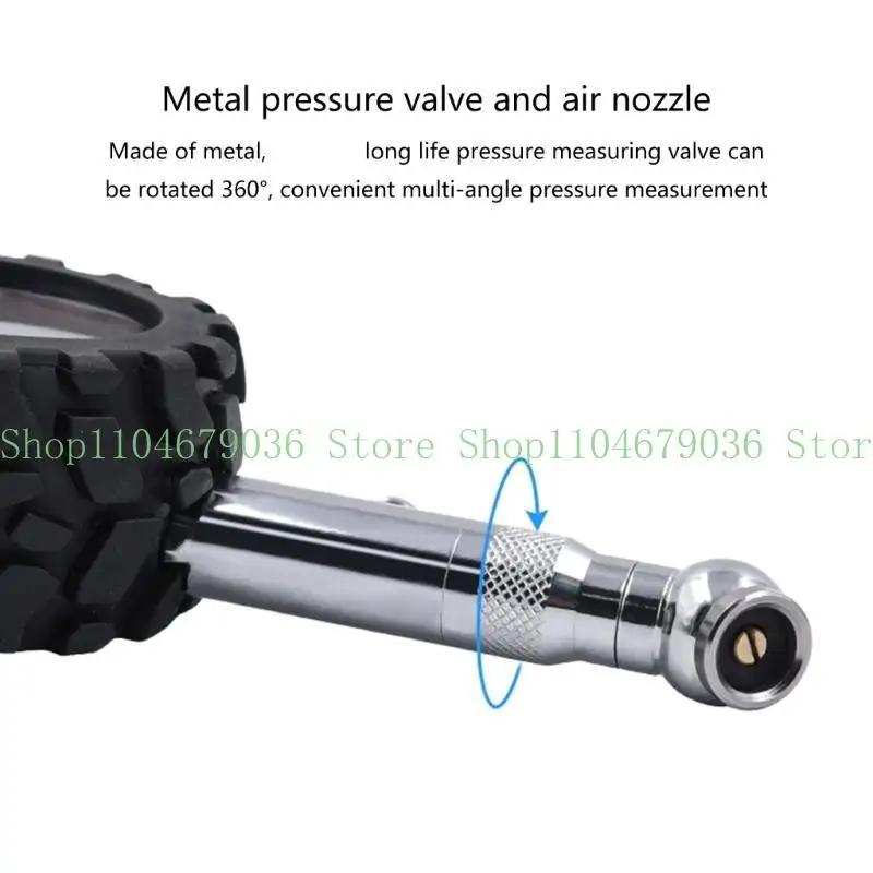 

652F 60psi/100psi Tire Pressure Gauge Easy to Read Car Tyre Pressure Checker with Rubber Housing Large Pressure Gauge
