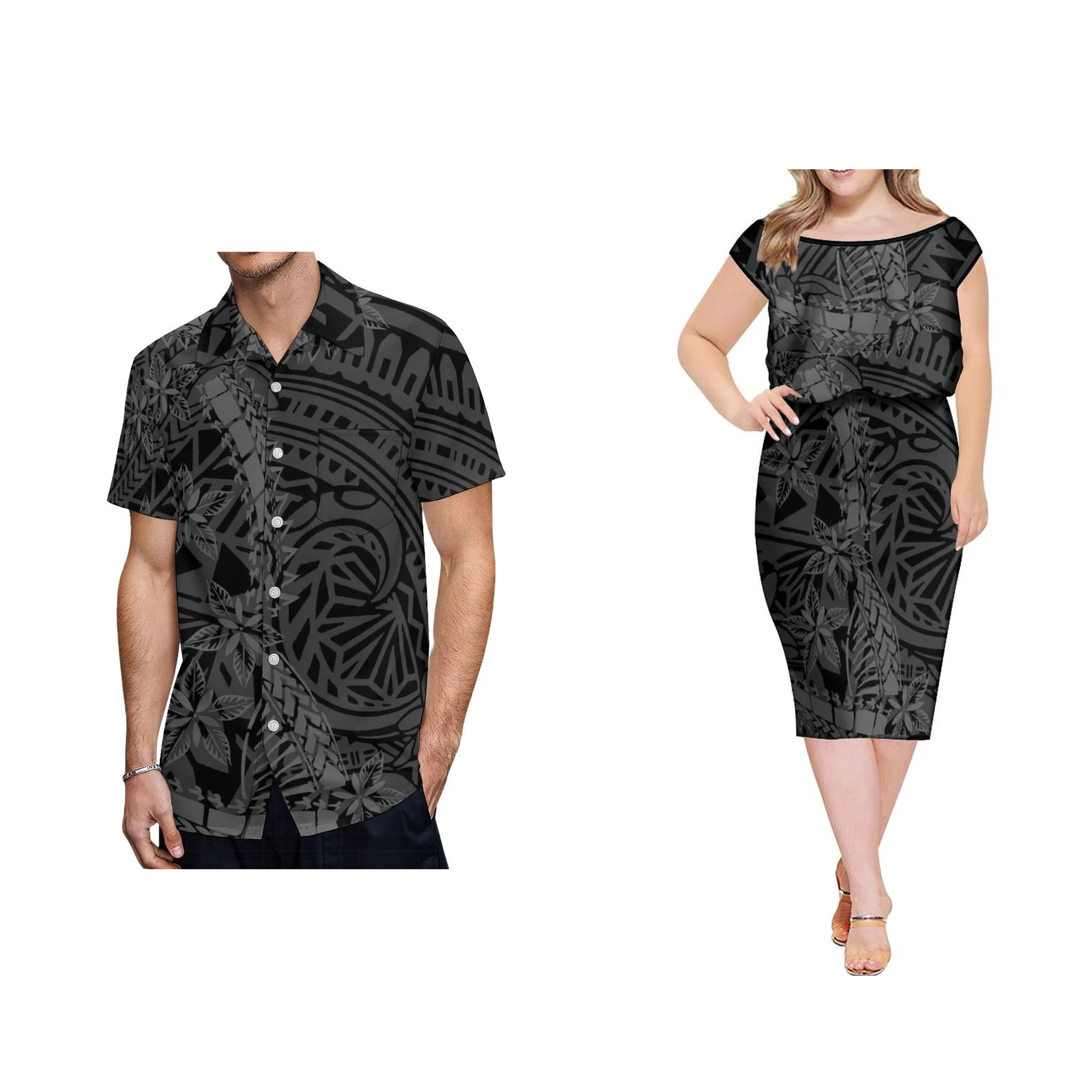 Hot Women'S Fashion Dress Hawaii Midi Party Tight Sexy Dress Polynesian Tribe Pattern Plus Size image 3