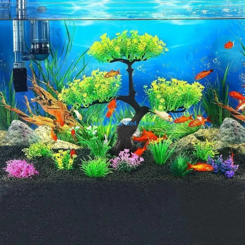 Y55E 10 Pcs Aquatic Plant Leaves for FishTank Aquarium Decoration Beautiful Appearance Artificial Plant Leaves Multicolored