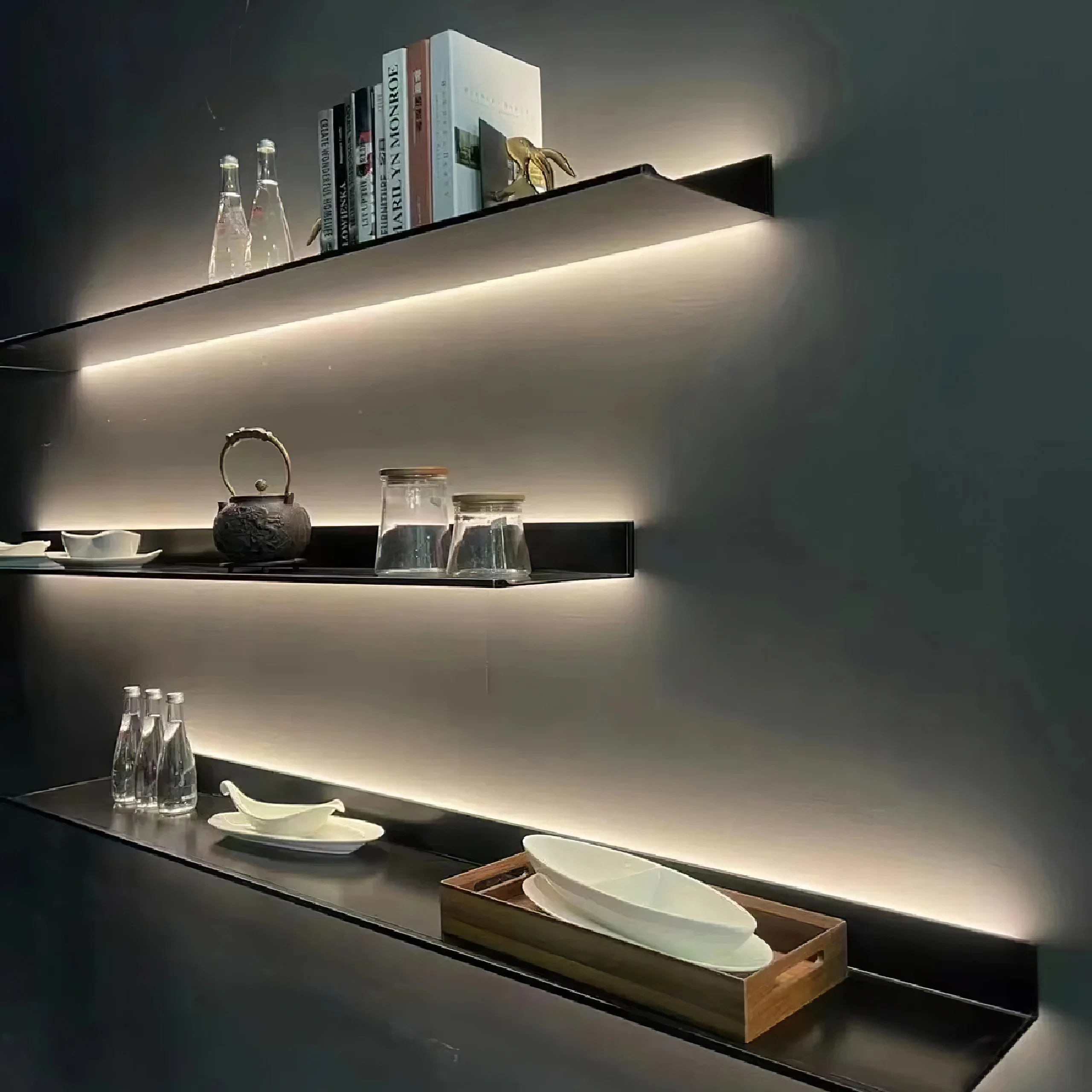 Modern LED Light Shelf Aluminum Alloy Wall Decoration For Bedroom Apartment Hotels Recommended Interior Designers Convenient