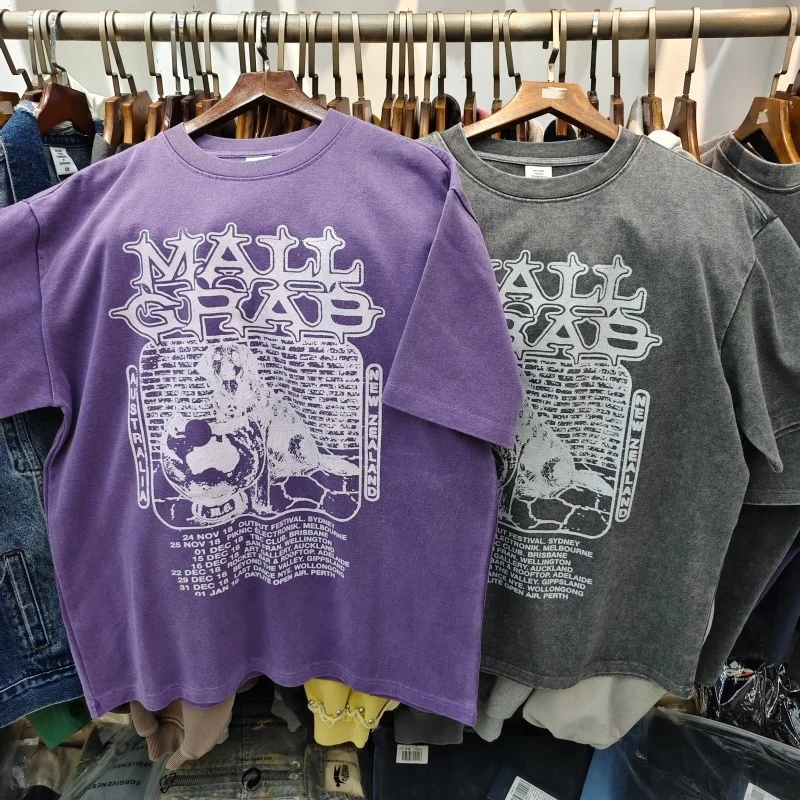 

Purple Washed Mall Grab Graphic T-Shirt Australia Tour Print Punk Hip Hop Top