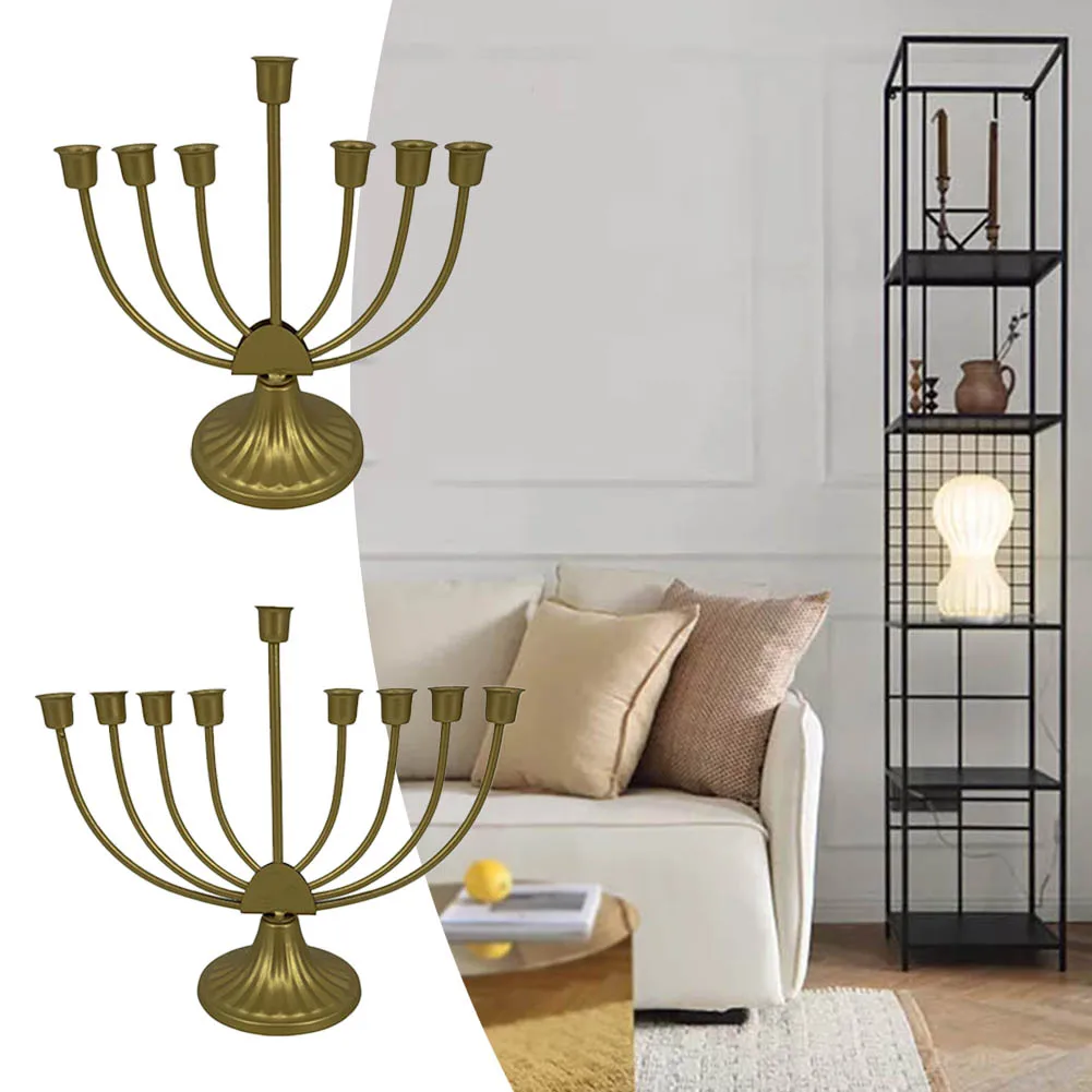 Portacandele ebraico da tavolo Base ampia e robusta Decorazione Hanukkah Menorah per mensola Armadietto Camino Soggiorno Scrivania