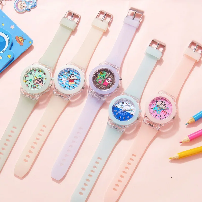 New Crayon Xiaoxin Children's Watch Cartoon Primary and Secondary School Student WatchledLuminous Glow Colorful Watch Hot