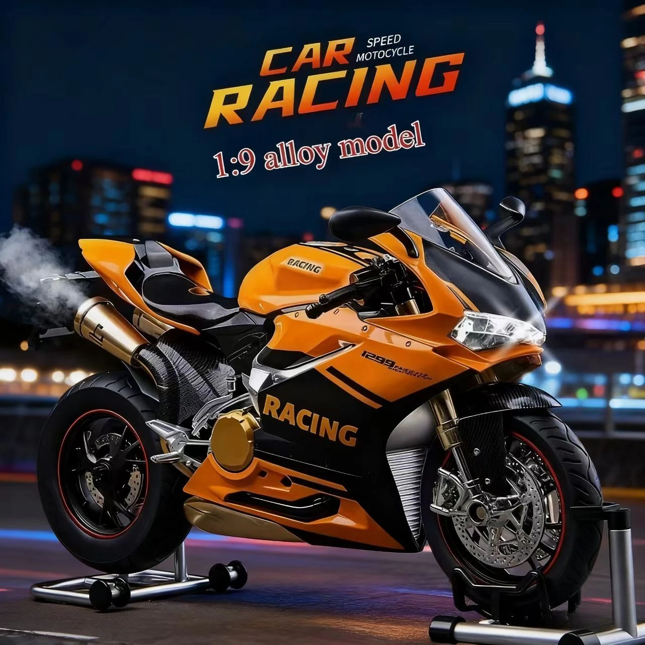 

Diecast Track, Racing Motorcycle Model with Spray Sound and Light, Kids Toys, for Ducati Alloy Sports Motorcycle Model