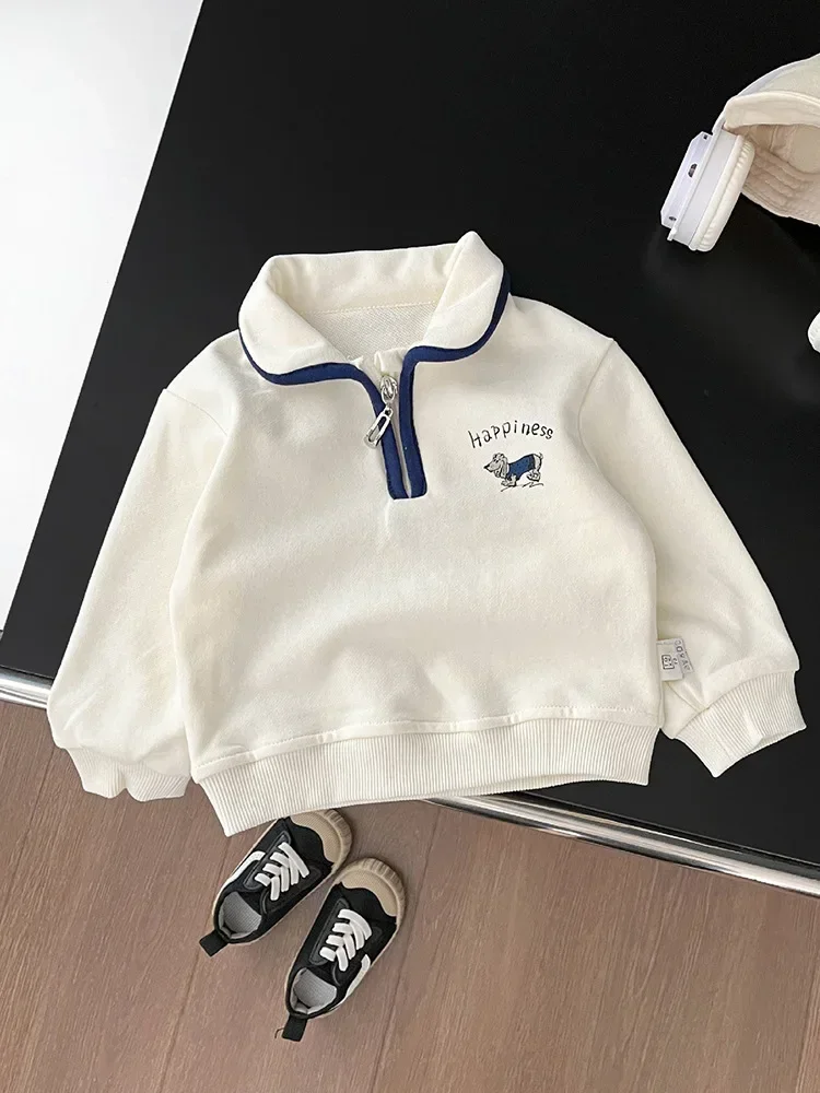 

Baby Spring Wear New Academy Style Flip Collar Sweater for Children's Casual Versatile Boys and Girls Long sleeved Top