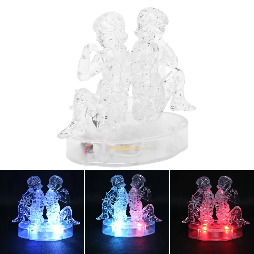 Decorative Gemini Shape Constellations Crystal Puzzle Three-Dimensional DIY Crystal Puzzle Jigsaw Puzzle Night Light Use