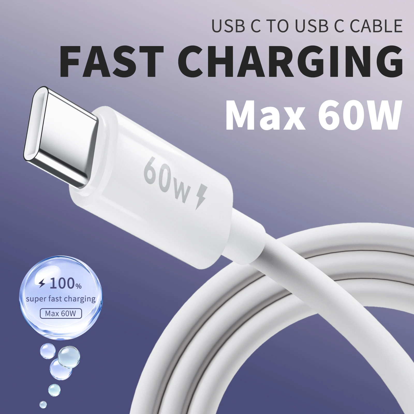 

Кабель USB-C на USB-C для быстрой зарядки 60 Вт, LIPWEL, 1 м, прочный, совместим с iPhone 17/Pro/Max, iPad, Samsung