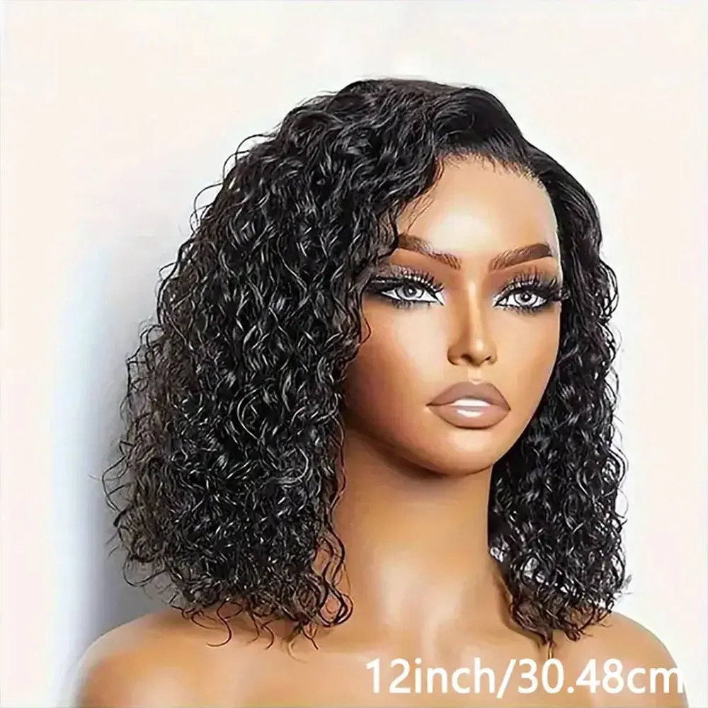 شعر مستعار مجعد غريب للنساء ، شعر بشري منتوف مسبقًا ، دانتيل أمامي شفاف ، موجة مائية ، كثافة ، 13x4