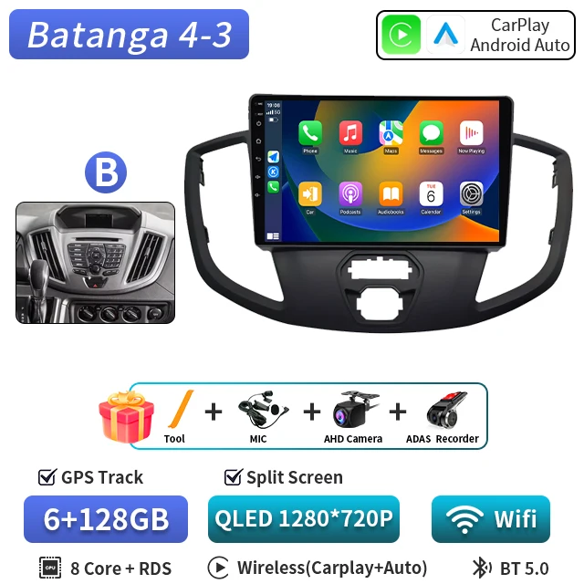 Android 16 voor Ford Tourneo Custom 1 I Transit 2012-2021 Qualcomm Snapdragon Navigatie 5G Multimedia Speler Auto Carplay auto