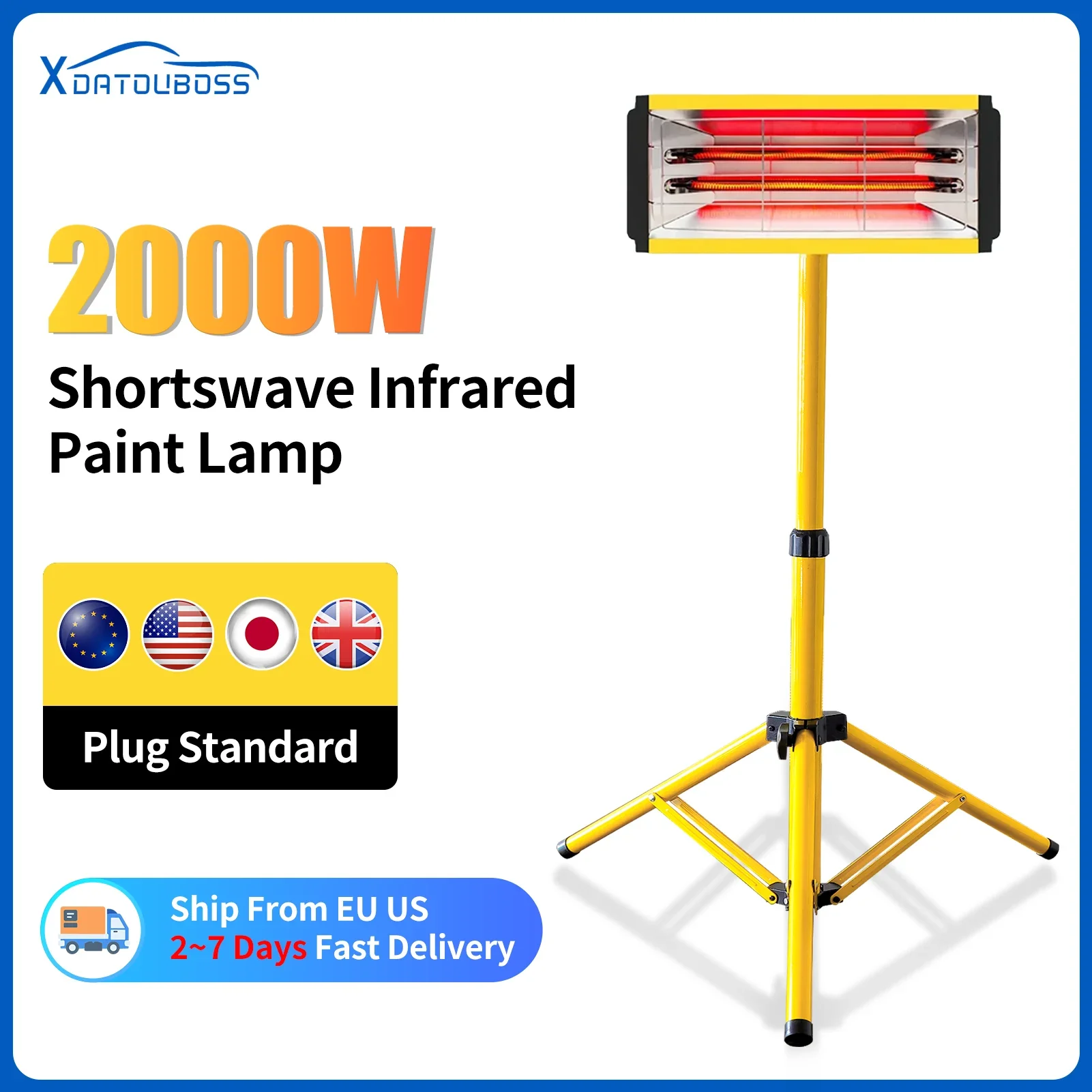 

DATOU 2000W Infrared Paint Curing Lamp Shortwave Heating Paint Lamp with Liftable Bracket Infrared Drying Light for Car Bodywork