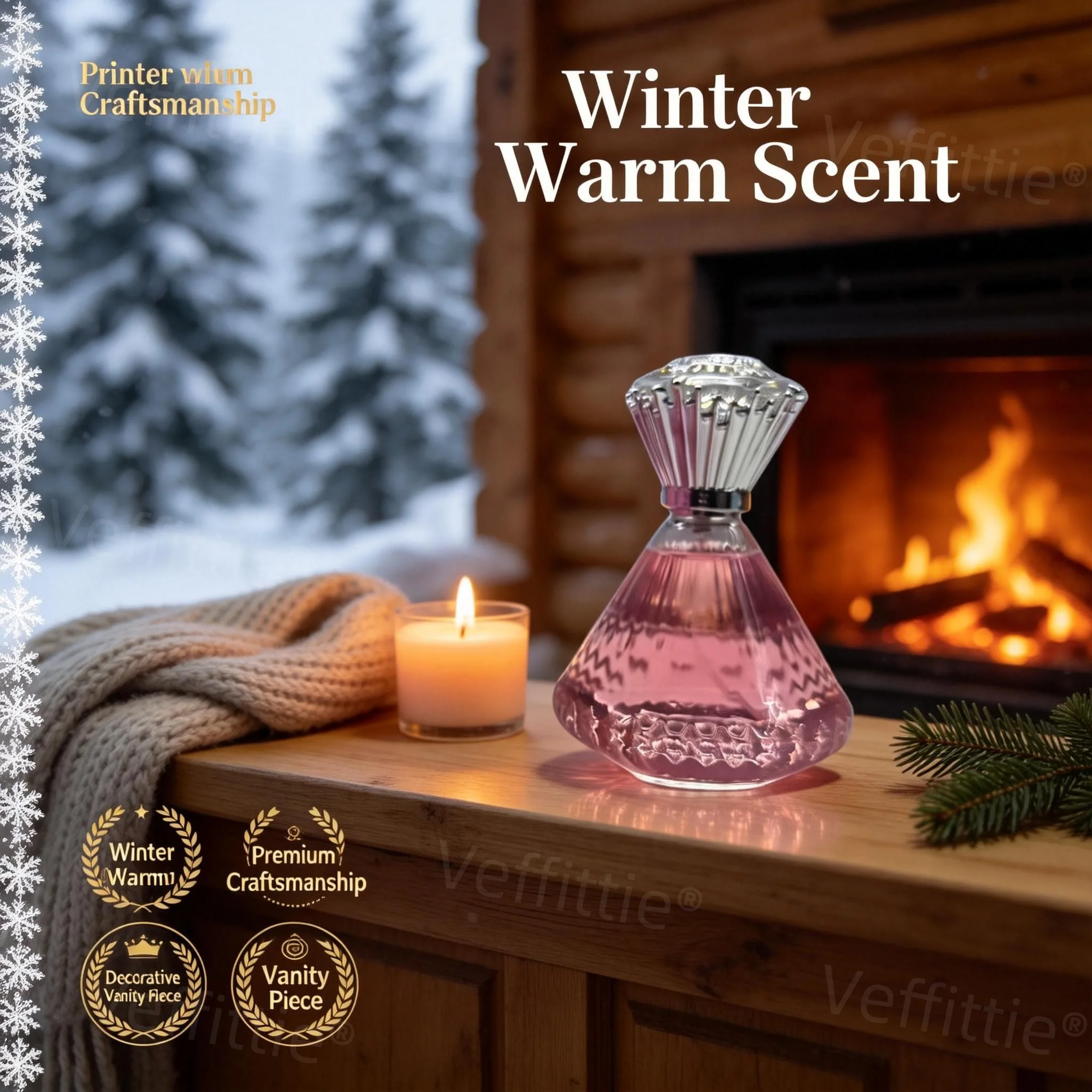 

Winter Warm Almond Cocoa Women Eau De Parfum 3.4oz, Cozy Gourmand Scent, Cold Wear, Inviting Seasonal Vibe