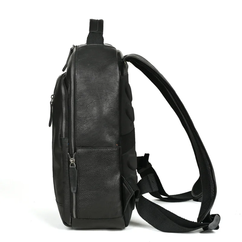 LD-Crazy Horse Cowhide Men's Bag Casual Leather Retro Head Layer Cowhide Backpack 16 inch Computer Bag