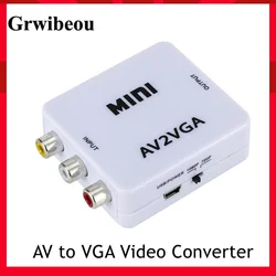 AV RCA CVBS To VGA Video Converter VGA To AV RCA Adapter With 3.5mm Audio Cable For TV Box PC Monitor 1080P HDTV Mini Converter