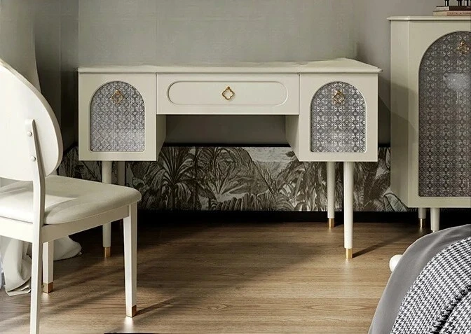 A  French cream style desk light luxury modern learning simple living room desk high sense