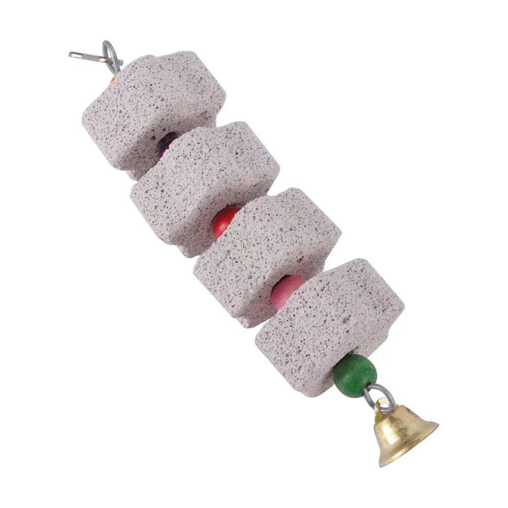 Bird Chewing Toy Parrot Beak Grinding Calcium Stone with Bells Bird Cage Accessories Cage Toys for Rat Hamster Chinchilla Rabbit