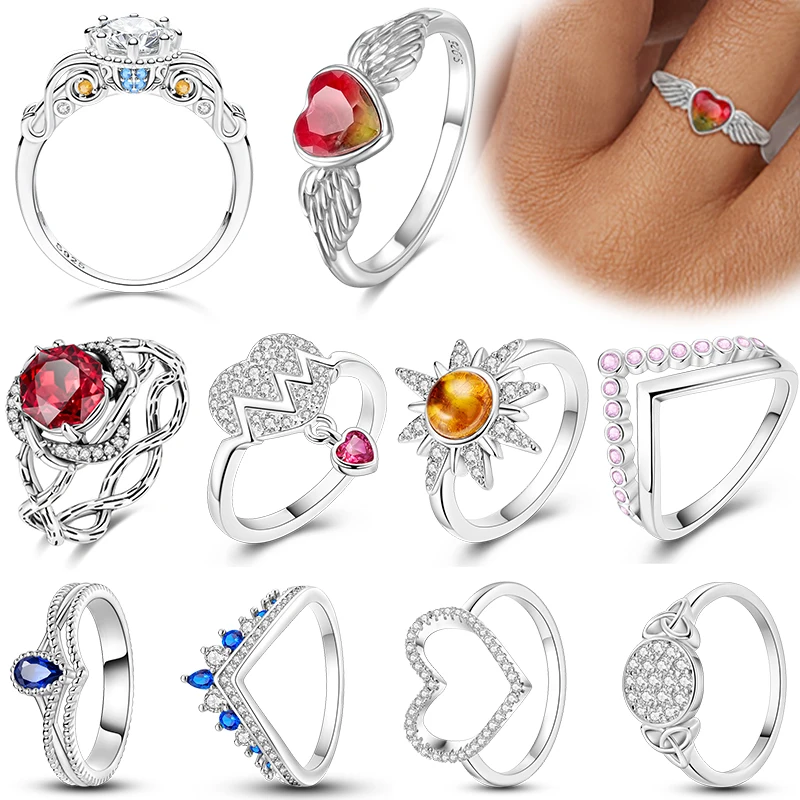Ringe Für Frauen S925 Silber Dorn Rose Liebe Glänzende Edelstein Krone Königin Ringe Hochzeit Vorschlagen Engagement Luxus Schmuck Geschenke