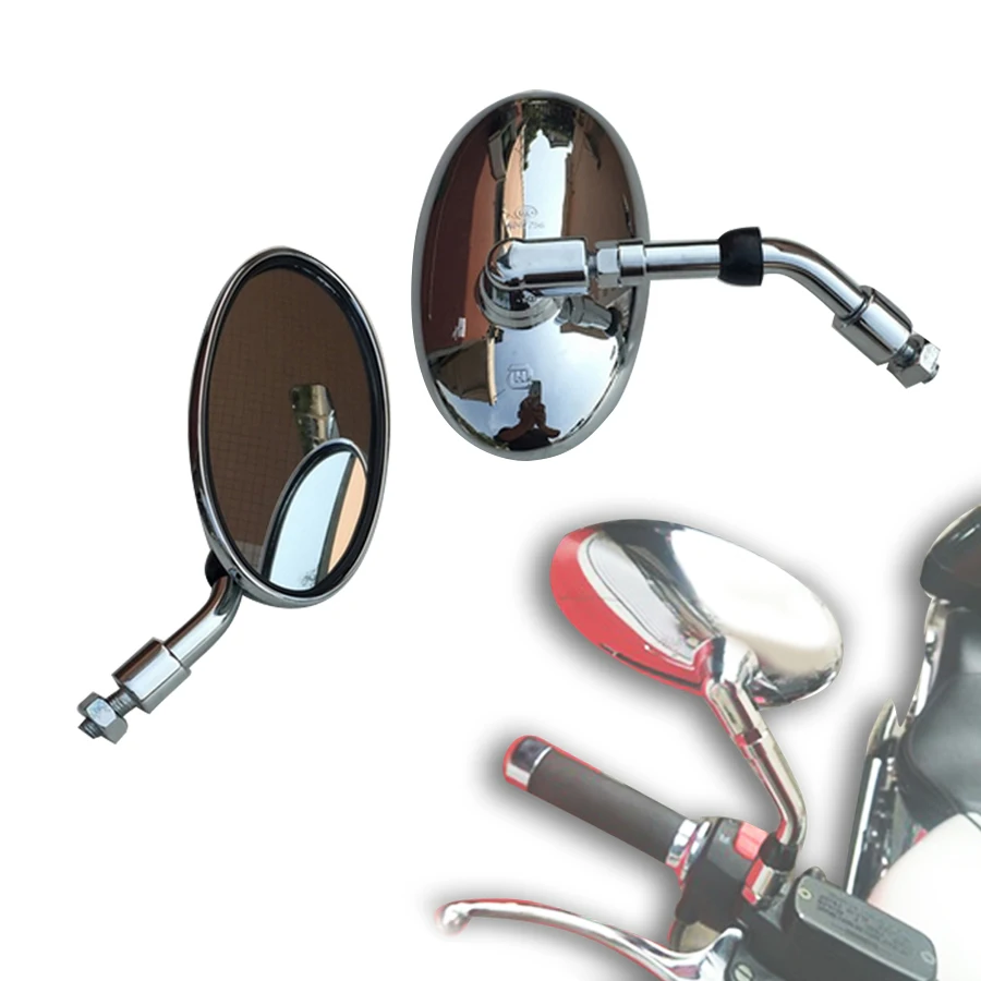 Universal Retro oval modified coffee short handle plating rearview mirror large field of view for motorcycle