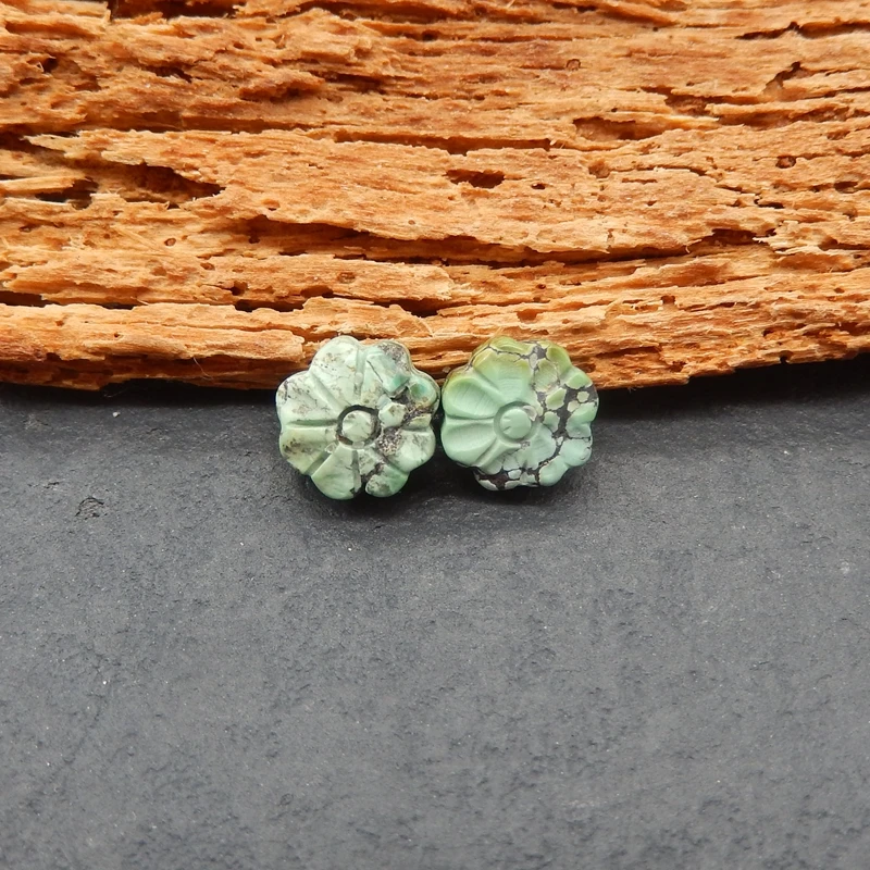 

2 шт. натуральные мятно-зеленые бирюзовые бусины в форме цветка с матричными включениями для ювелирных изделий ручной работы и рукоделия