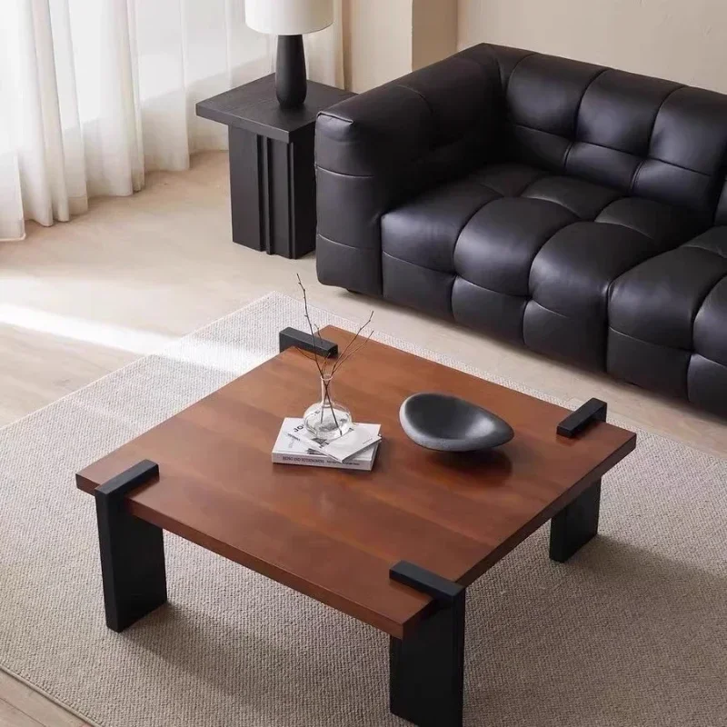 Mesa De centro cuadrada De lujo De madera maciza De nogal, Mesa De centro pequeña De diseño para sala De estar, Mesa De Centro negra, muebles para el hogar