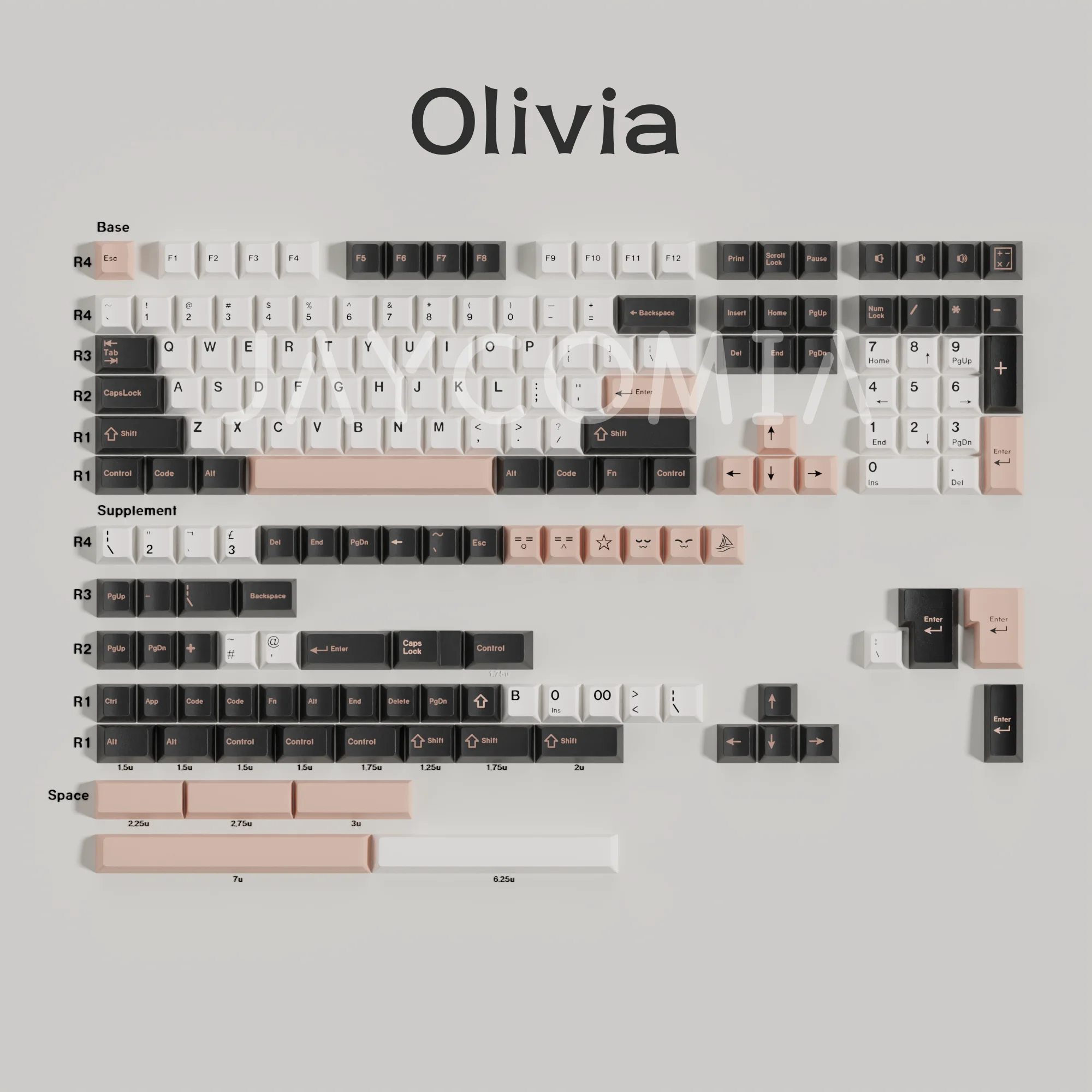 jaycomia gmk olivia pbt keycap grupo perfil cereja tiro duplo kit de teclado gaming mecanico interruptor cereja mx 173 chaves set 01