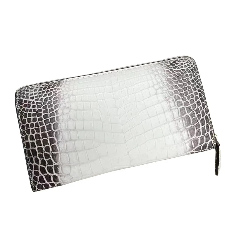 Imagem -06 - Nova Pele de Crocodilo Longo Carteira Homem e Mulher Real Crocodilo Himalaia Branco Barriga Bolsa Lazer Versátil Clutch Bolsa 45 2023