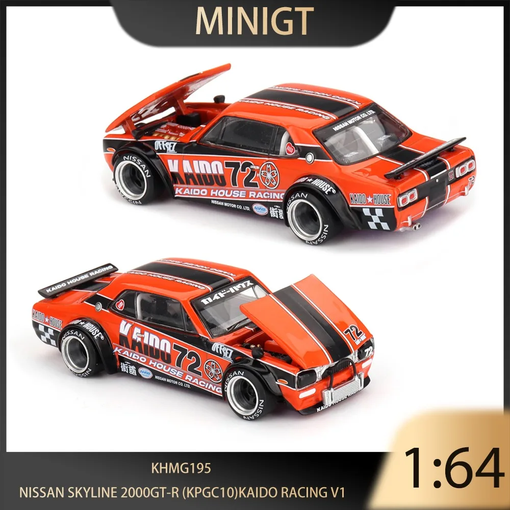 

MINIGT Kaido House 1/64 Skyline 2000GT-R (KPGC10) Kaido Racing V1 Premium Diecast Vehicle Model Toys Collectible