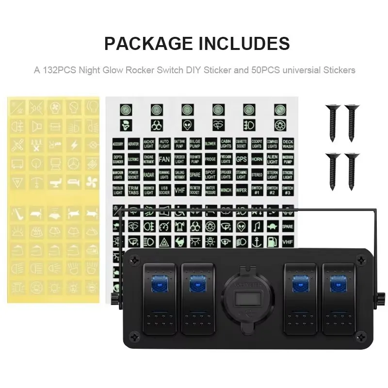 12v RV yacht modified car central control box waterproof 4+1 car charging voltage switch combination with box