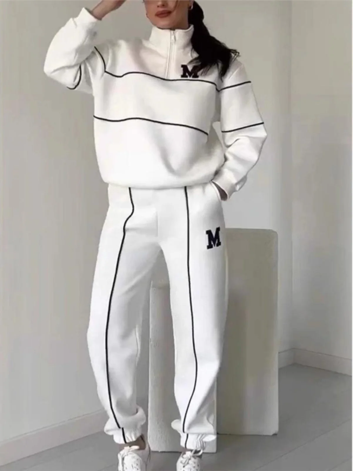 

Long Sve Letter Print Sweatirt And Pants Trasuit Women's Sportswear Set Faionable Casual Outfit Polyester Fabric