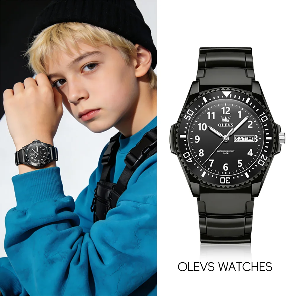 

OLEVS 2703 Original Men's Watch Dual Calendar Display Waterproof Luminous Man Hand Clock