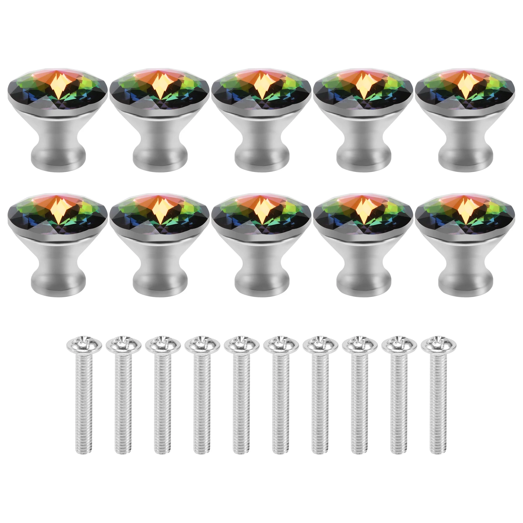 10PCS 30MM Colorful Crystal Knobs Glass Cabinet Knobs Drawer Pulls Handle for Home Cabinet Drawer and