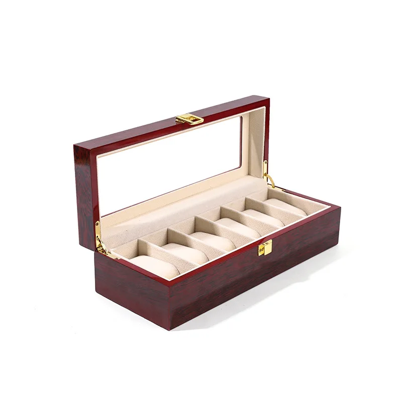 WellZone 2/3/5/6/10/12 Positions China Red Simple And Fashionable Environmental Protection Wooden Watch Case Box Display