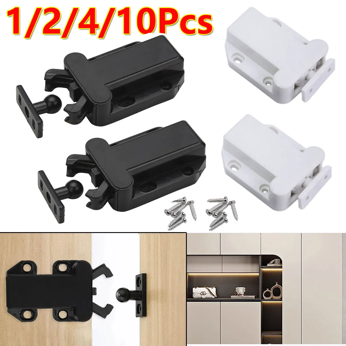 

1/2/4/10Pcs Cabinet Catches Latch Magnetic Door Drawer Cabinet Catch Push Latch Push To Open Touch Cupboard Door Closet Release
