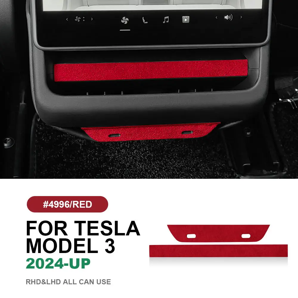 KUNGKIC Italian Top Suede Rear Air Outlet Trim Panel Stickers for Tesla Model 3 Highland 2024-Up Decor Car Interior Accessories