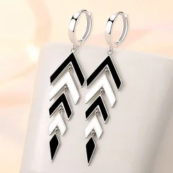 New Design 925 Sterling Silver High Quality Exquisite Zircon Long Earrings For Women Wedding Engagement Fashion Jewelry Gifts