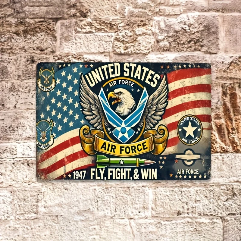 Raumdekoration, Emblem der US Air Force, Themendekoration, Vintage-Metallschild aus Eisen, Wanddekoration