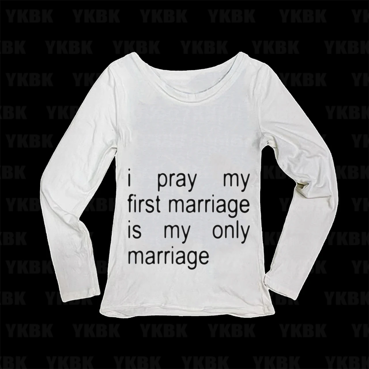 White Slim Long Sleeve T Shirt Unisex Minimalist Marriage Quote Text Print Faith Slogan Graphic Simple Aesthetic Y2K Daily Stree
