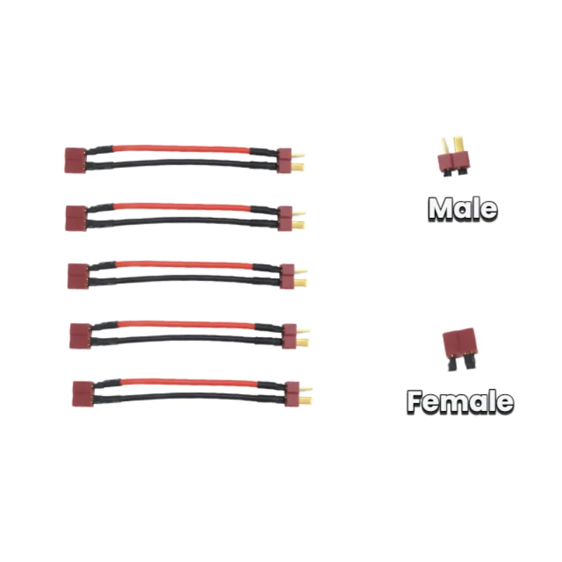 สายต่อขยาย Deans T Plug คุณภาพสูง 10 ชิ้น แบบตัวผู้-ตัวเมีย 14AWG 100 มม. ความแม่นยำสูง สำหรับแบตเตอรี่ RC Lipo รถยนต์ เรือ เครื่องบิน DIY