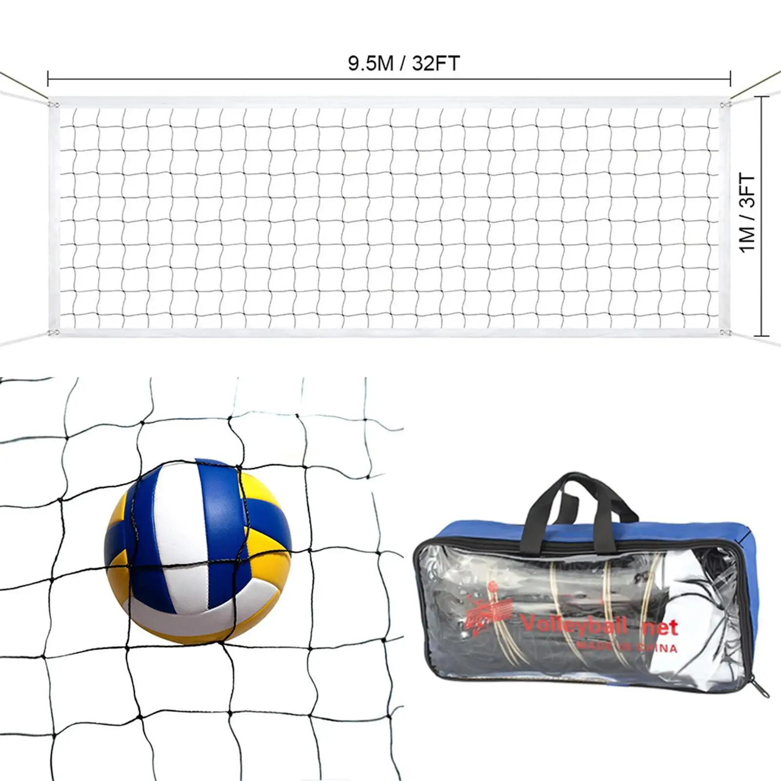 

Nylon Volleyball Net Replace Universal Standard Volley Ball Net with Carrying Bag for Park Games Sports Outdoor Indoor Training