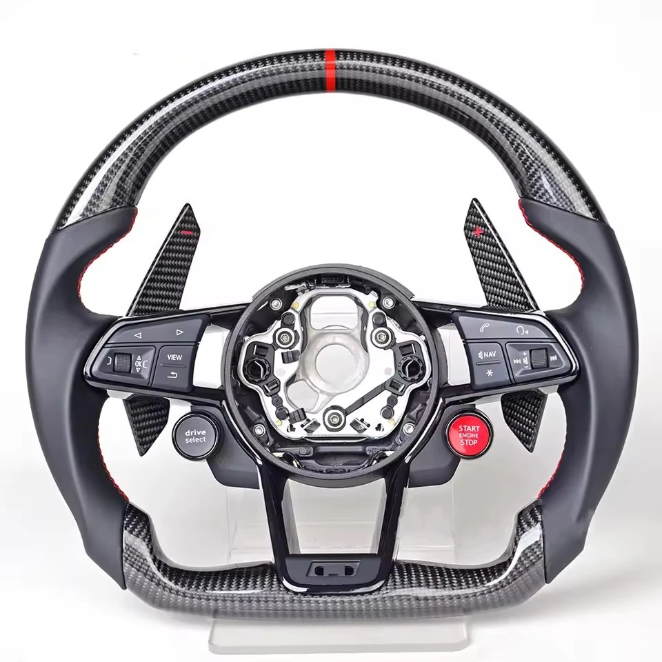

LED Carbon Fiber Steering Wheel for Audi Rs Rs3 Rs7 A3 A4 A5 A7 Q7 TT TTS R8 S3 S4 A3 A4 A5 A6 Full Leather Steering Wheel Assy