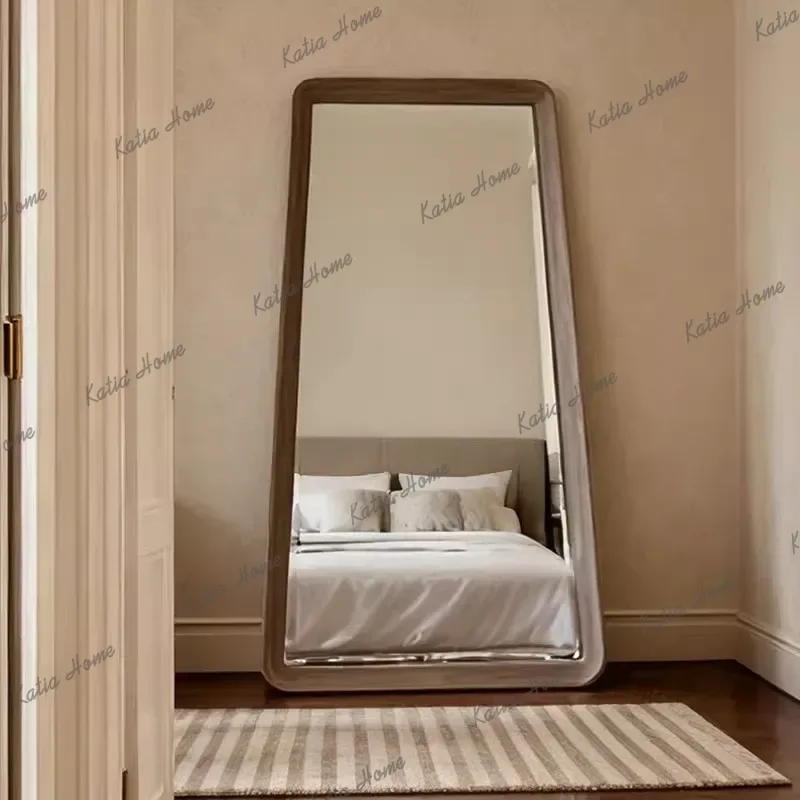 PG Retro Home Decor Timber Frame Full-Length Mirror Customization High-Definition Explosion-Proof Mirror Surface Dressing Mirror