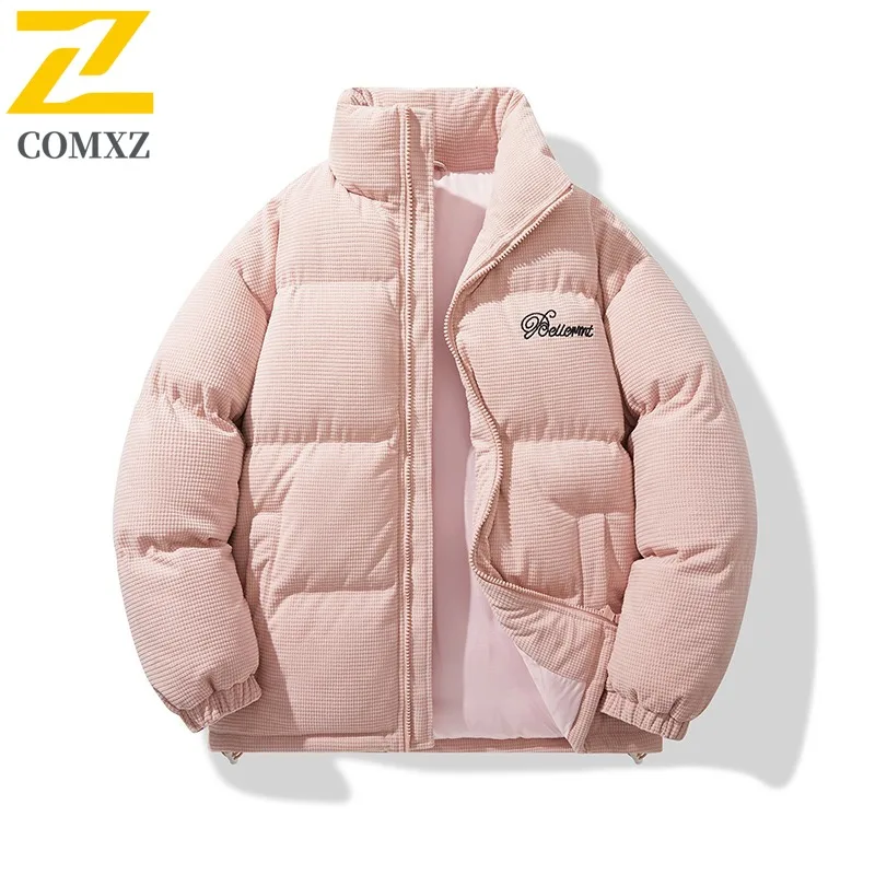 

COMXZ 2025 мужское стеганое пальто с воротником-стойкой, короткая толстая зимняя куртка-пуховик, молодежная модная пара, контроль цены, 129 юаней