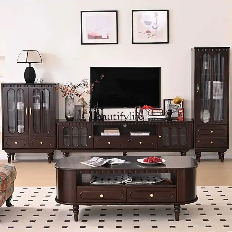 

ls 51French solid wood TV cabinet American retro simple living room TV cabinet floor