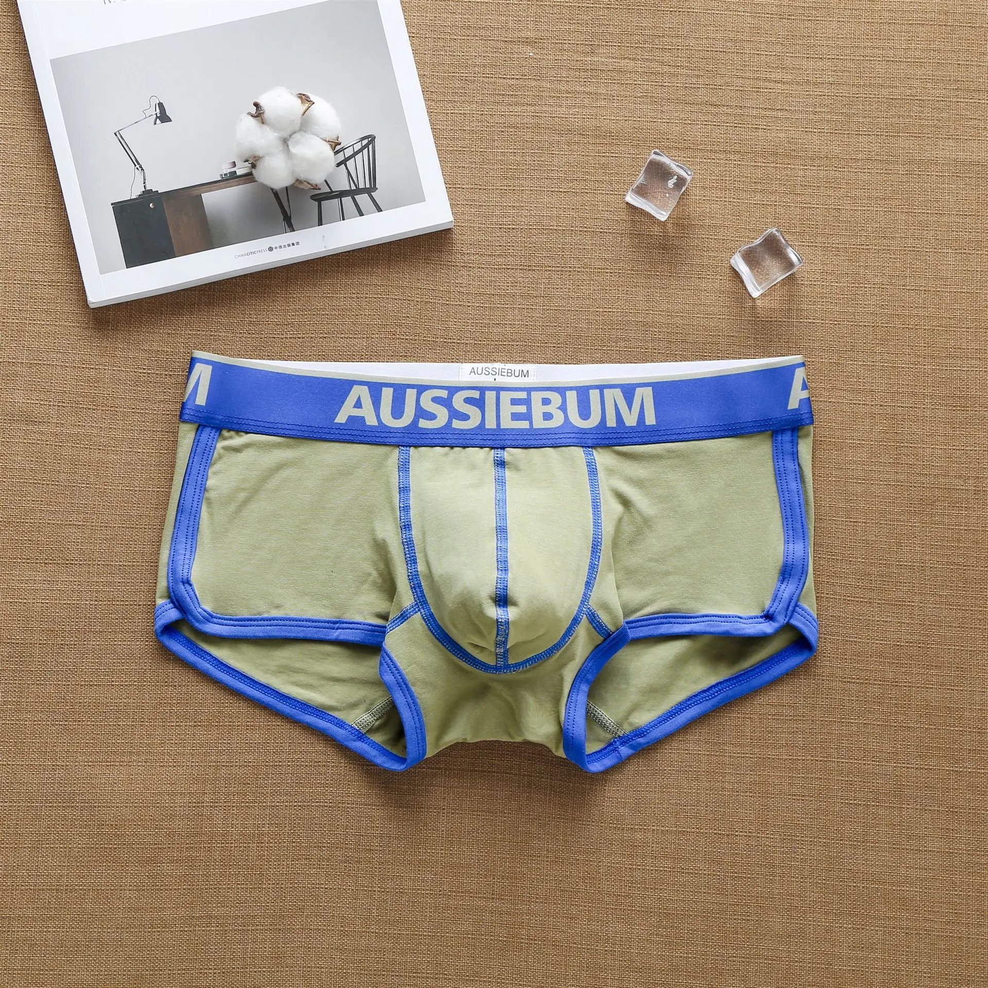 Aussiebum-bóxer de algodón para hombre, ropa interior de cintura baja, músculo europeo y americano, pantalones cortos de cadera para jóvenes