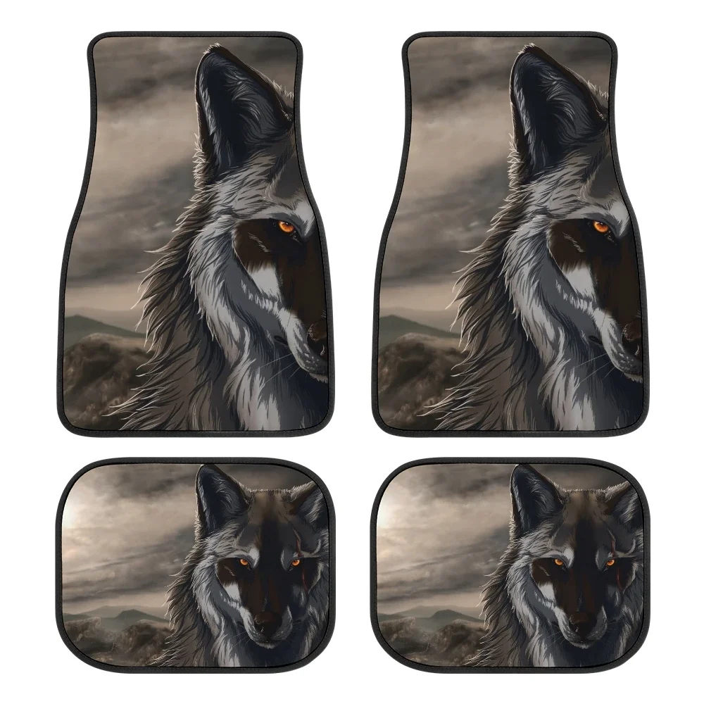 Animal Gray Wolf All Protective Car Floor Mats Heavy Carpet Front and Rear Full Set 4PCs Pack for Car SUV