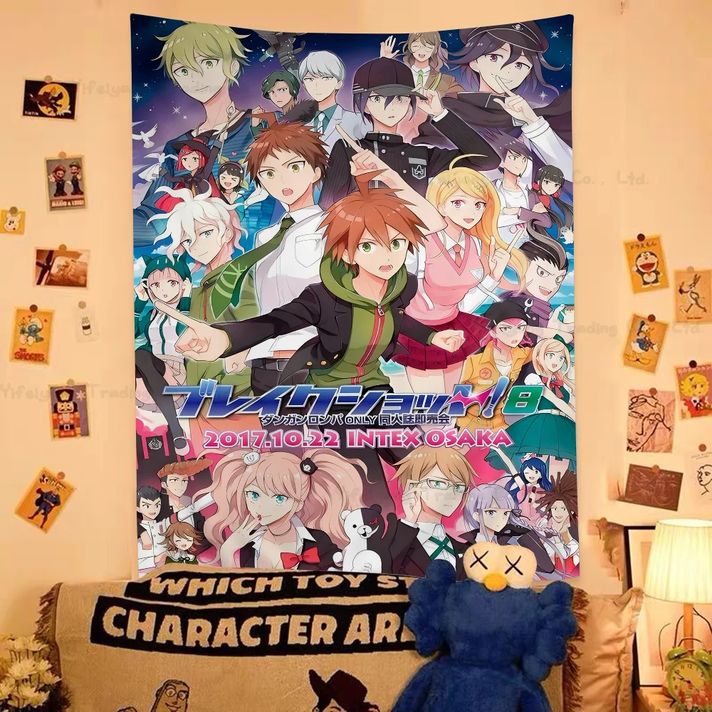 

Anime Danganronpa Cartoon Tapestry Hippie Flower Wall Carpets Dorm Decor Art Home Decor