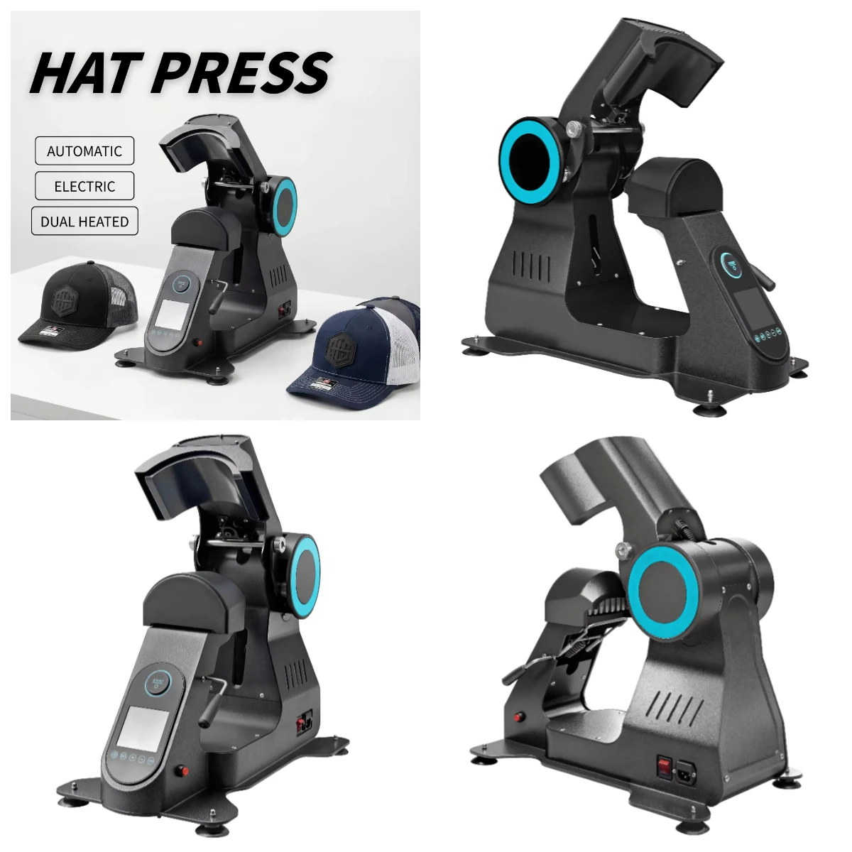 

Новый электрический автоматический пресс для термопечати на кепках WJW с двойным нагревом, для бейсболок, панам и кепок с изогнутым козырьком, с интеллектуальным ЖК-управлением, многоцветная печать