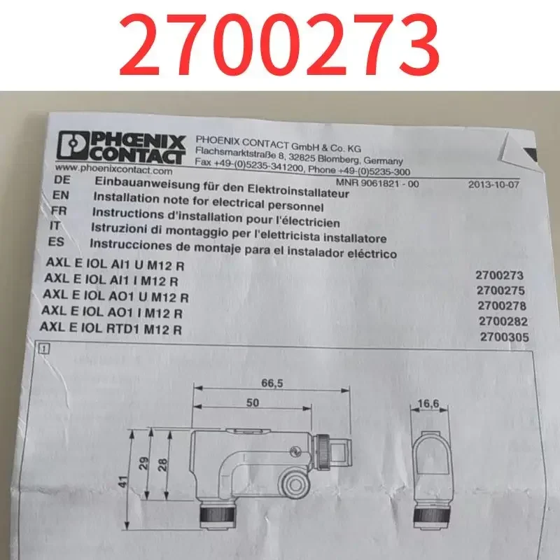 

Brand New Distributed I/O module AXL E IOL AI1 U M12 R 2700273